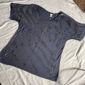 Stargazer charcoal gray T-shirt w/ sequins on front  size 1XL